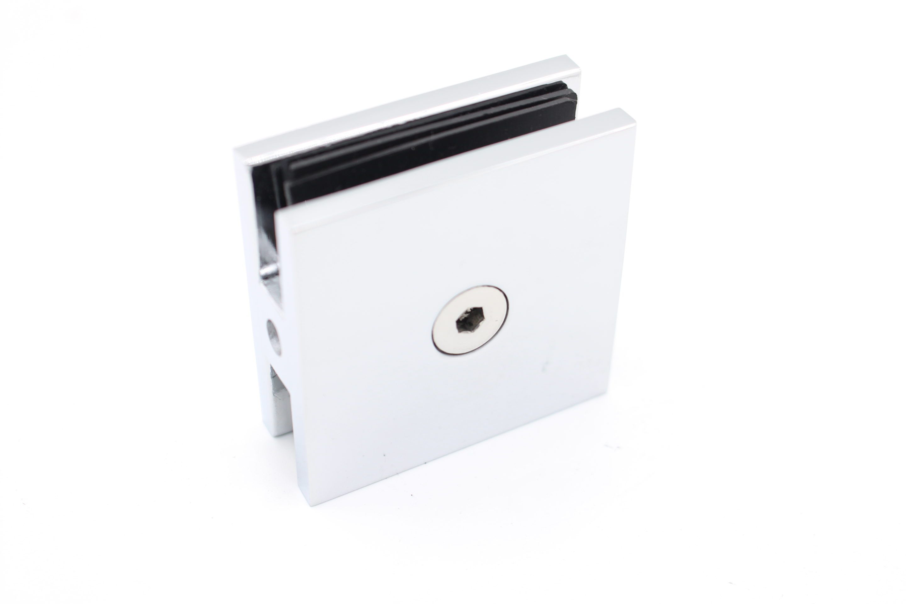 90° glass-to-glass bracket, concealed leg, for 10 mm glass