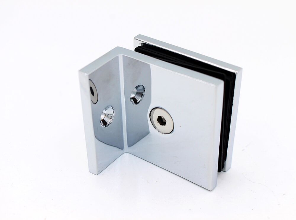90° glass-to-wall bracket, short leg, for 10 mm glass