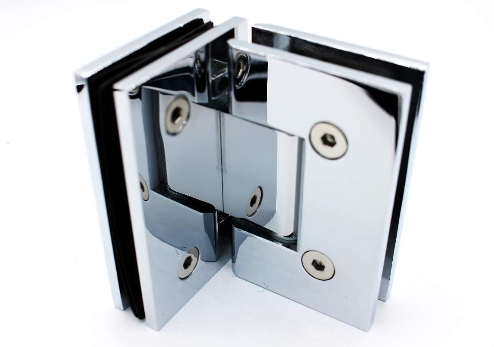 90° glass-to-glass hinge for 10 mm doors